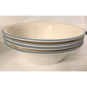 Lot of 4 Corelle Symphony Soup Cereal Bowls Blue Rim by Corning 6.75" Set